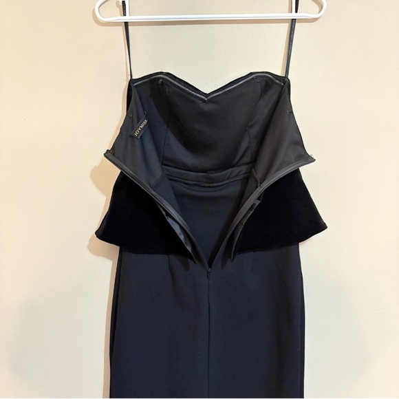 $9🎅🏼  Black Velvet Peplum Strapless Sweetheart Neckline Cocktail Dress - Picture 9 of 14